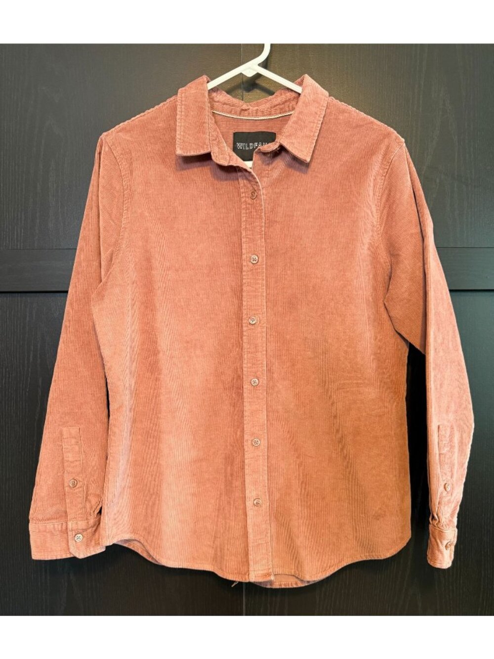 Wildfang Essential Corduroy Button Up Long Sleeve Shacket Shirt Medium Dust Pink